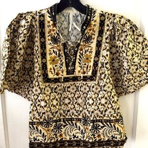 Anthropologie Pleated Puff-Sleeve Blouse – Size Small